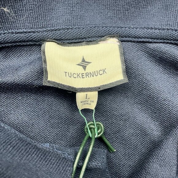 NEW Tuckernuck Top Women's L Navy Blue Polo Shirt Elastic Waist Short Sleeves - Picture 4 of 7